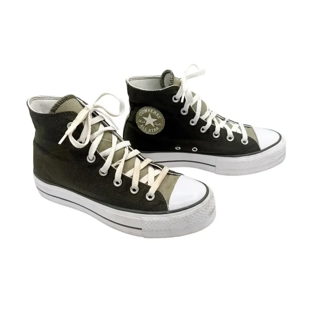 Converse Chuck Taylor Lift Platform High Top Olive Green Mens 6.5 Womens 8.5